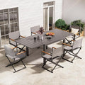 Grand patio 7-Piece Outdoor Dining Set, 6 Extra-Wide Folding Chairs & 1 by GrandPatio