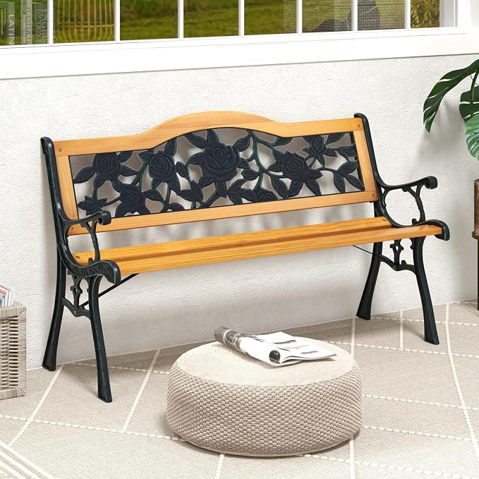 Tangkula Outdoor Garden Bench Park Bench, Patio Furniture Bench Chair - Image 4