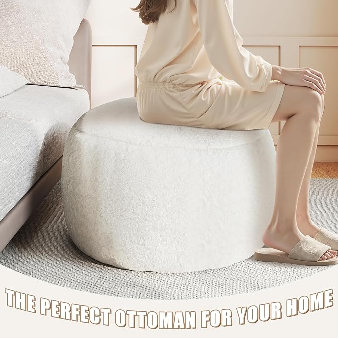 Round Pouf Ottoman Foot Rest, 29 X 18Inch Floor Poufs Footstool, A Round Modern - Image 6