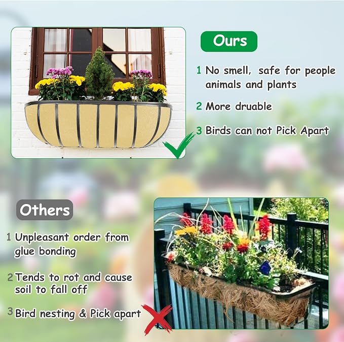 3PCS 30 Inch Planter Basket Liners Fabric Window Box Liners Felt Trough Planter - Image 4