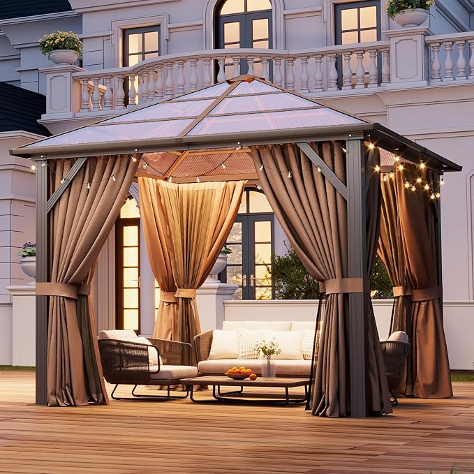 Aoxun 10'x10' Hardtop Gazebo, Outdoor Metal Gazebo - Image 3
