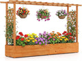 Giantex Raised Garden Bed with Trellis & Hanging Roof, Wood Planter Box with by Giantex