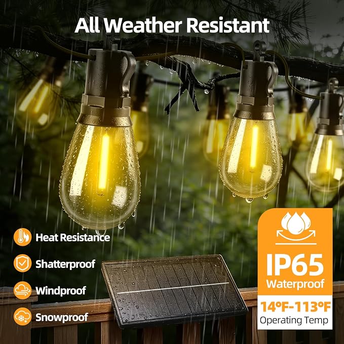 Solar Lights Outdoor Patio Lights: S14 15M 50FT Solar Powered Remote Control 3 - Image 4