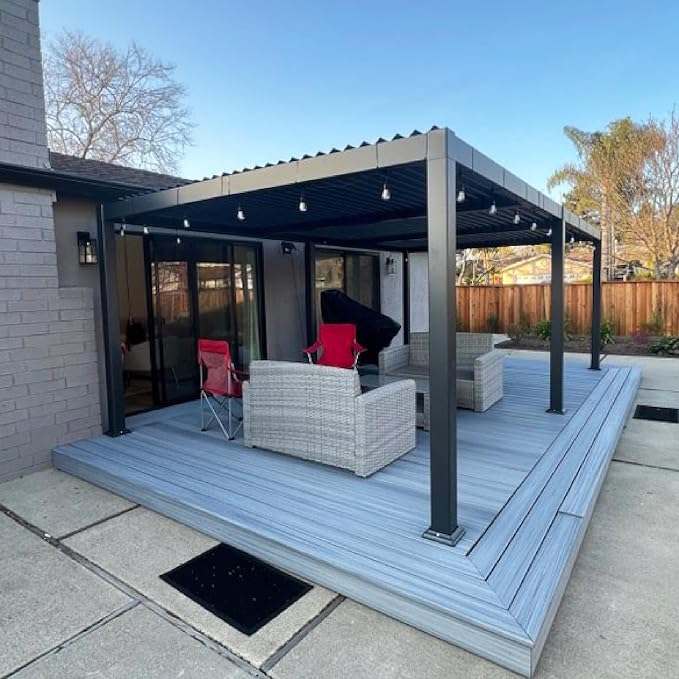 PURPLE LEAF Louvered Pergola 11' x 21' Aluminum Outdoor Pergola by Unknown