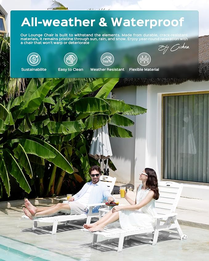 Outdoor Lounge Chair Set of 4, All Weather Patio Chaise Lounge Chairs - Image 8