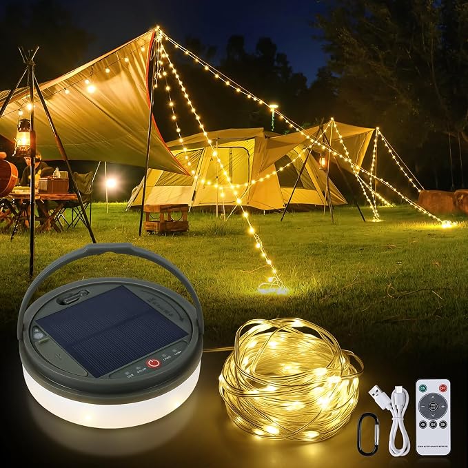 SMY Lighting 4 in 1 Solar Camping String Lights, 42.6Ft Ultra Long String by SMYLighting