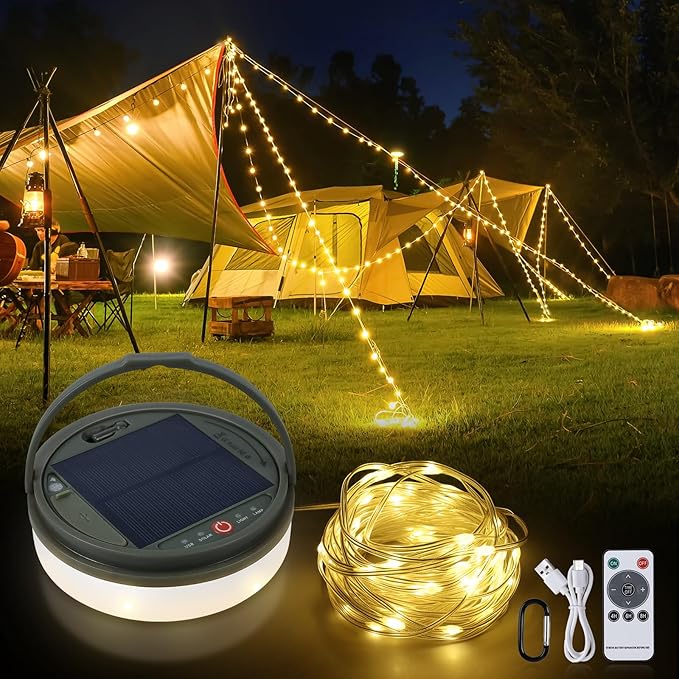 SMY Lighting 4 in 1 Solar Camping String Lights, 72.2Ft Ultra Long String by SMYLighting