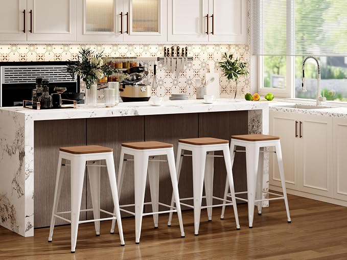 Andeworld Bar Stools Set of 2 Stackable Metal Bar Stools Industrial Bar Height - Image 8