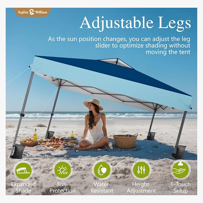 Sophia & William Canopy Tent Pop Up 10x10 ft, One Person Push Set Up Tent - Image 8