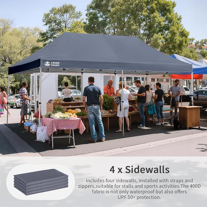 CROWN SHADES 10x20 Pop Up Canopy Tent, Thicken Frame Commercial Heavy Duty Tent - Image 4