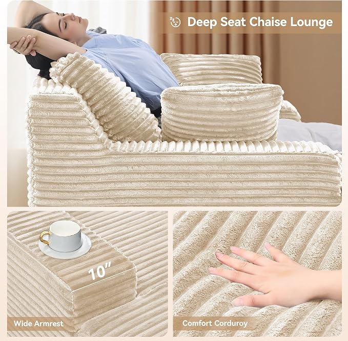 51'' Oversized Chaise Lounge Chair Indoor, Non-Assembly Deep Seat Sofa Bed - Image 4