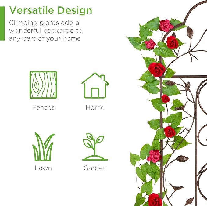 Best Choice Products Set of 2 60x15-inch Iron Arched Garden Trellis w/Branches - Image 5