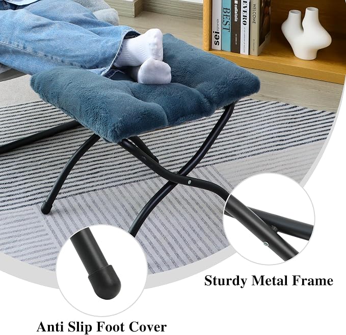 15" Folding Ottoman, Foldable Footrest Stool, Portable Small Foot Stool - Image 7