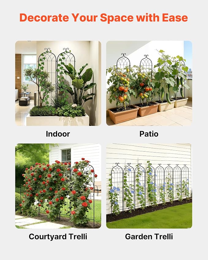 VEVOR Garden Trellis, 60 x 15 inch Rose Trellis, 4 Packs Garden Flower Rose - Image 6