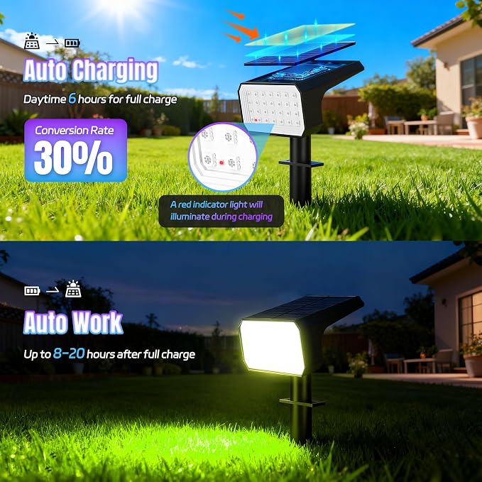 Solar Spot Lights Outdoor Color Changing, 7 Modes Auto On/Off Solar Landscape - Image 4
