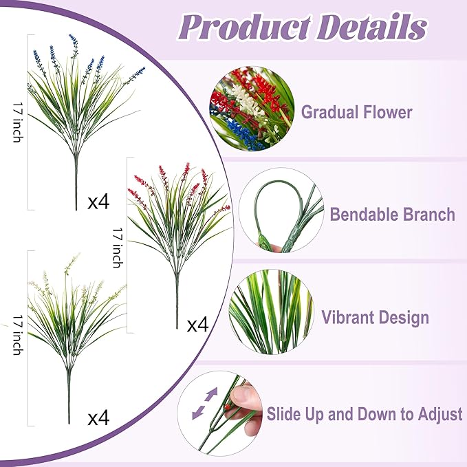 Artificial Faux Plants for Outdoor Spring Decoration, Fake Flowers Shrubs UV - Image 3