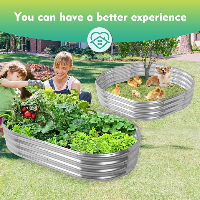 5X2.7X1 FT Oval Galvanized Metal Garden Raised Bed/Plant Box - Image 3