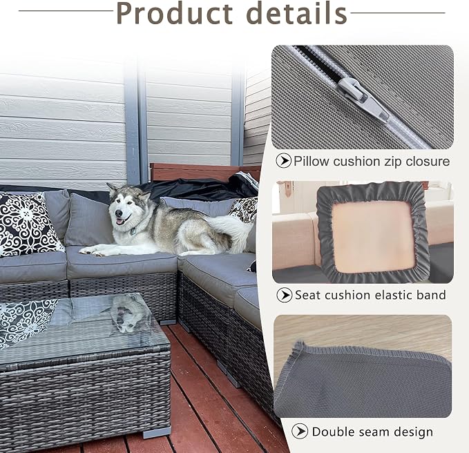 Sqodok Outdoor Cushion Covers 14Pcs Patio Cushion Slipcovers, Replacement - Image 6