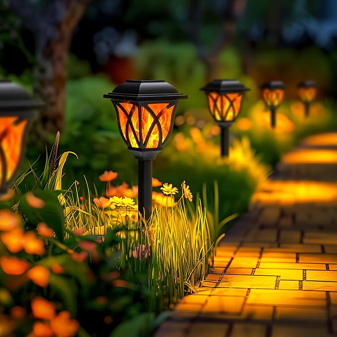 GIGALUMI Solar Lights Outdoor Waterproof, 8 Pack Flickering Flame LED Lights - Image 6