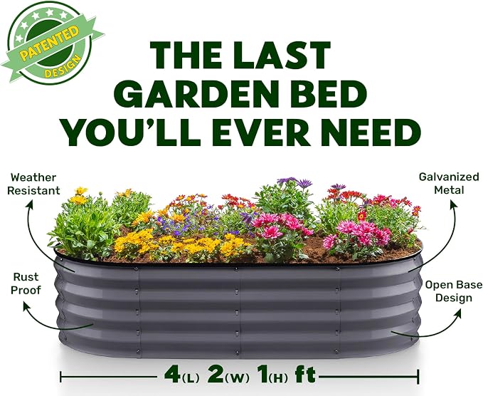 Plant & Plot Galvanized Raised Garden Beds Outdoor // 4×2×1 ft Planter Raised - Image 5