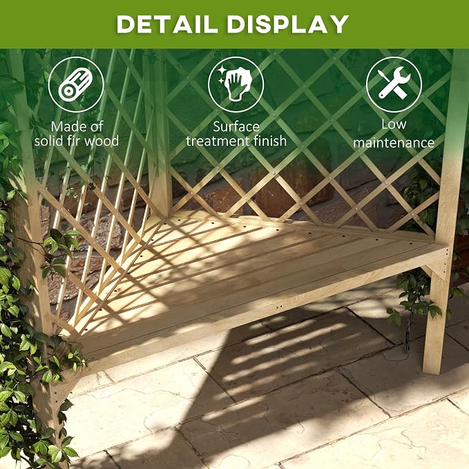 Outsunny 55" Garden Arch Bench, Wooden Trellis Park Bench - Image 5