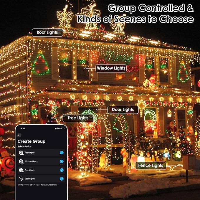 YIQU Smart Color Changing Christmas Lights, 66 FT 200 LED RGB String Lights - Image 8