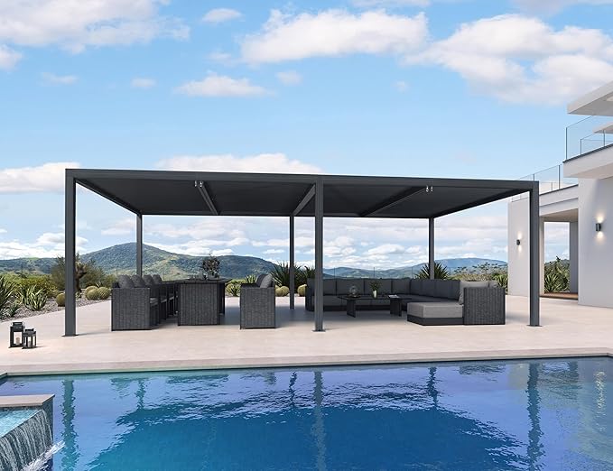 PURPLE LEAF 14' x 24' Louvered Pergola 94AS Modern Oversize Aluminum Gazebo by PURPLELEAF
