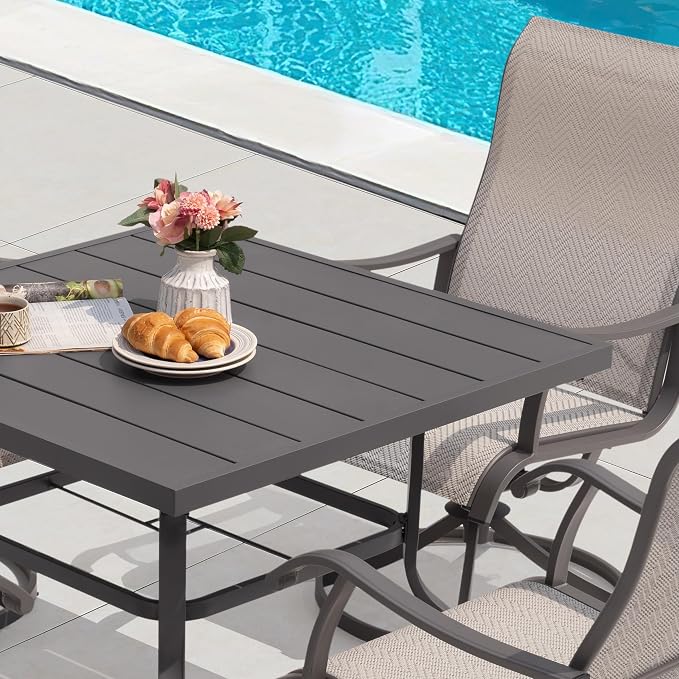 NUU GARDEN 5-Piece Outdoor Patio Dining Set, Slatted 37’’ Square Table - Image 4