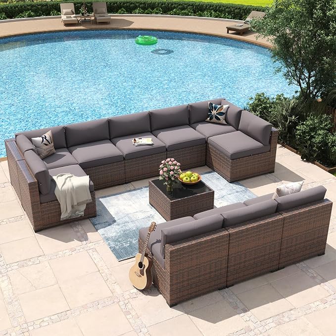 Aoxun 11 Piece Patio Furniture Set Wicker Rattan Patio Conversation Set Outdoor by Aoxun