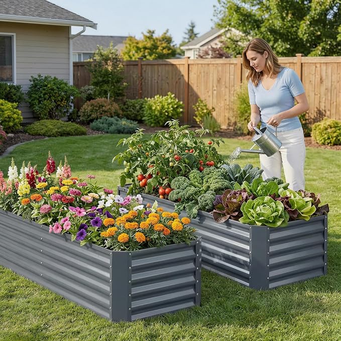 ZORMY 6×2×1.4ft Galvanized Raised Garden Bed Kit, Metal Planter Boxes Outdoor - Image 2