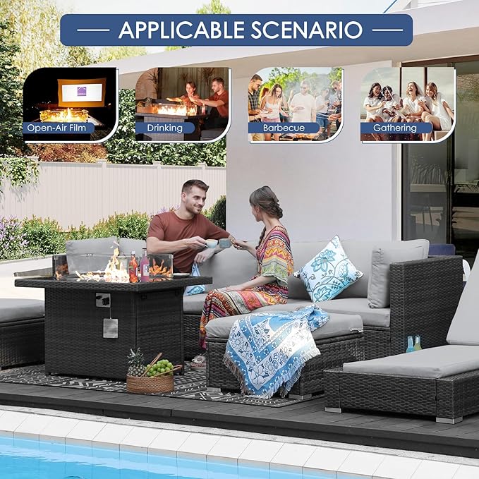 NICESOUL 7 Pieces Comfy 29.3'' High Back Outdoor Furniture Sofa Set, Extra - Image 9