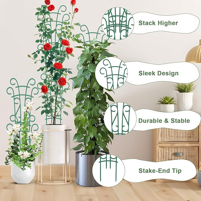 6 Pack Indoor Plant Trellis for Potted Plants, Stackable Garden Trellis for - Image 3