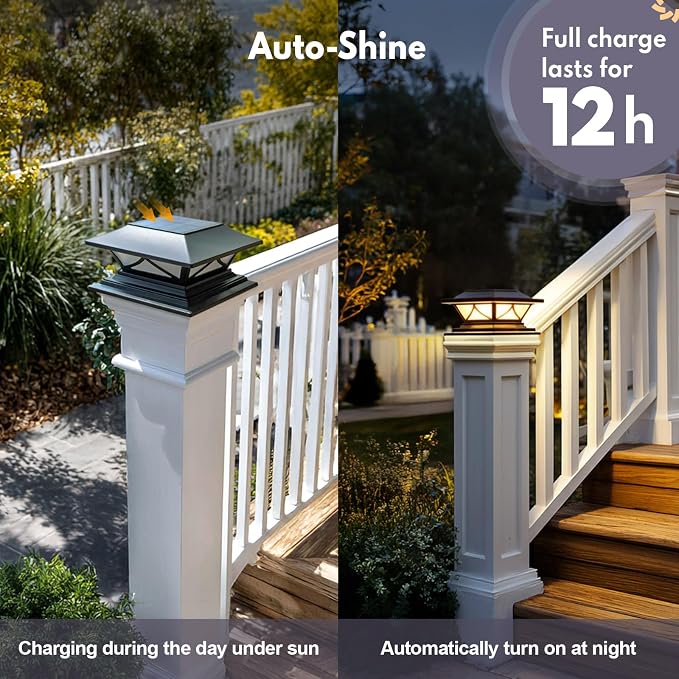 PASAMIC 8 Pack Solar Post Cap Lights, Waterproof Outdoor Lights - Image 5