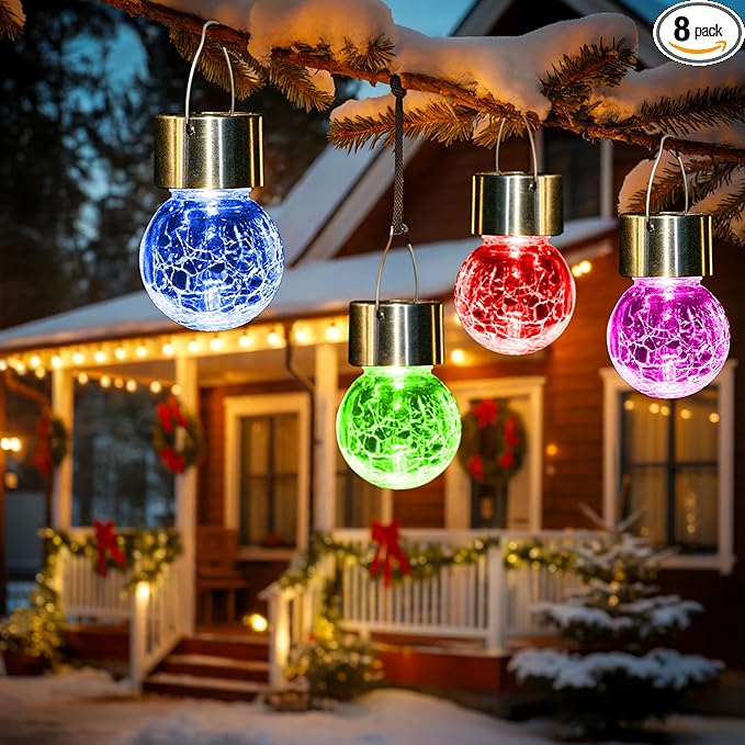 GIGALUMI Solar Lights Outdoor Waterproof, 8 Pack Solar Hanging Lights Garden by GIGALUMI