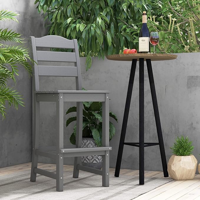 Giantex Outdoor HDPE Bar Stool, Patio Tall Bar Chair - Image 9
