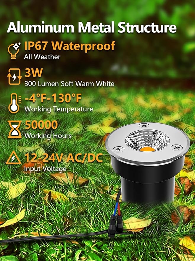 ZUCKEO Low Voltage Landscape Lights LED Well Lights 3W 12V-24V in Ground Light - Image 2