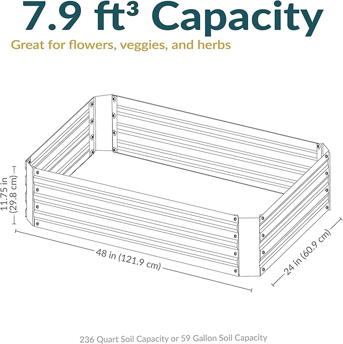 Sunnydaze 11.75" H Raised Metal Garden Bed - Image 6