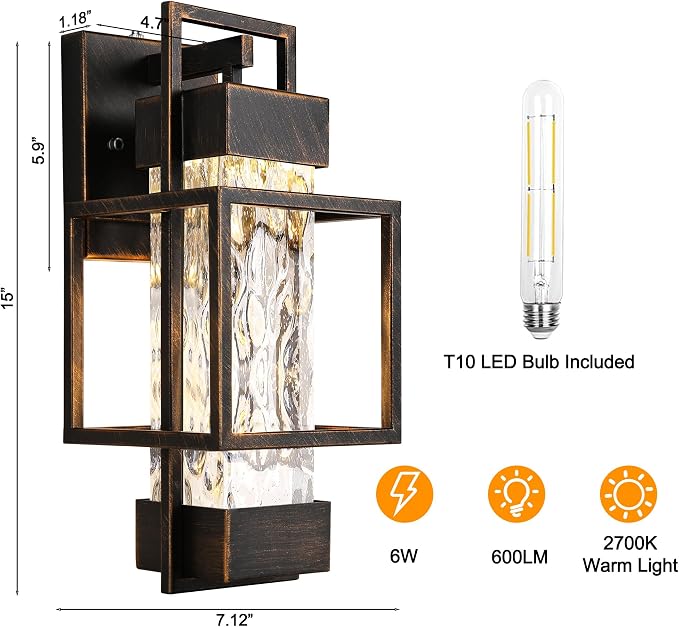 PARTPHONER Modern Outdoor Light Fixtures Dusk to Dawn Outdoor Lighting 2 Pack - Image 4