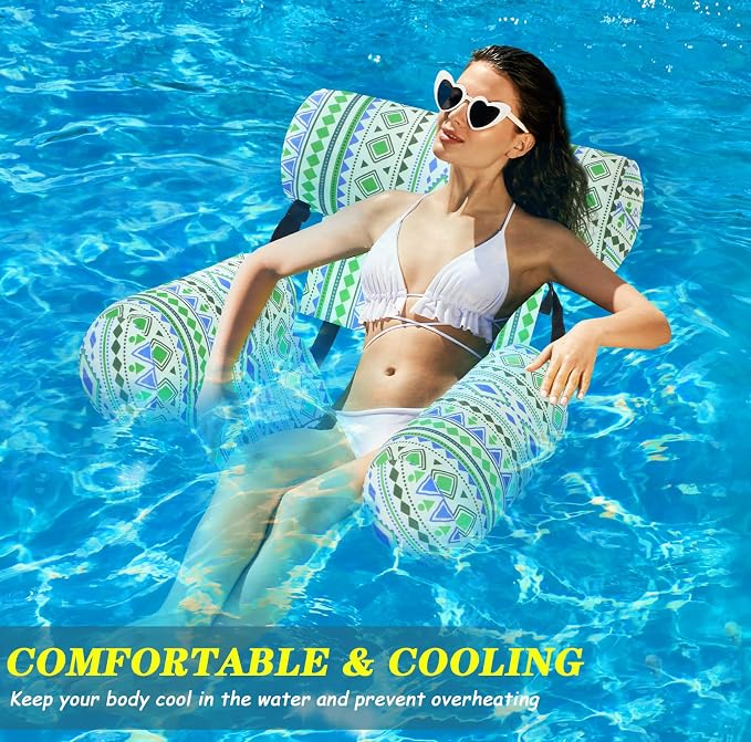 2 Pack Inflatable Pool Float for Adult Adjustable Hammock Float Chair Fabric - Image 5