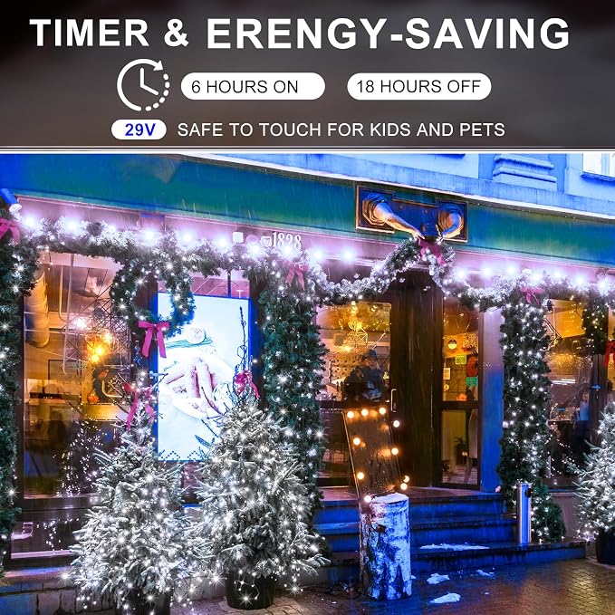 KNONEW 403FT 1000 LED Christmas Lights Outdoor String Light 8 Modes & Timer - Image 5