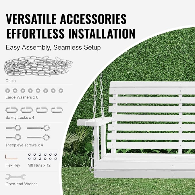 VEVOR Wooden Porch Swing 5.5FT - Image 5