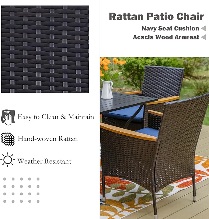 Sophia & William 7 Pieces Patio Dining Set, Rectangular Outdoor Table and - Image 3