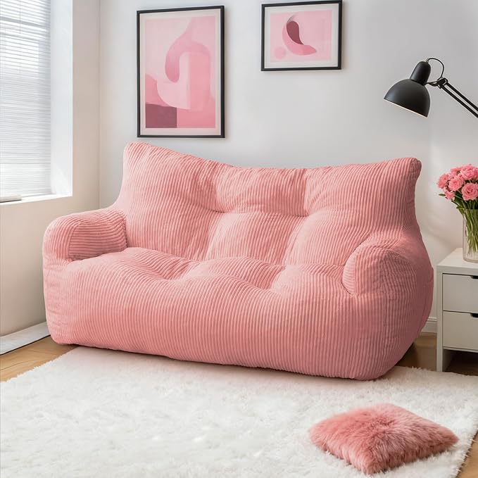 Pamapic 59" Bean Bag Chair, 2 Seat Loveseat Sofa, Ultra Soft Dutch Velvet - Image 5