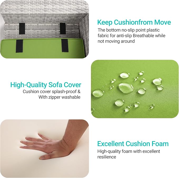 12-Piece Outdoor Patio Furniture Set Wicker Sectional Sofa Set, Patio - Image 2