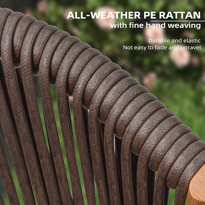 PURPLE LEAF Counter Height Bar Stool Set of 2 Modern Aluminum Rattan Wicker - Image 5