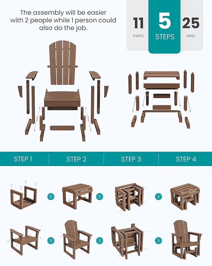 SERWALL Outdoor Glider Chair Set of 2 - Image 8