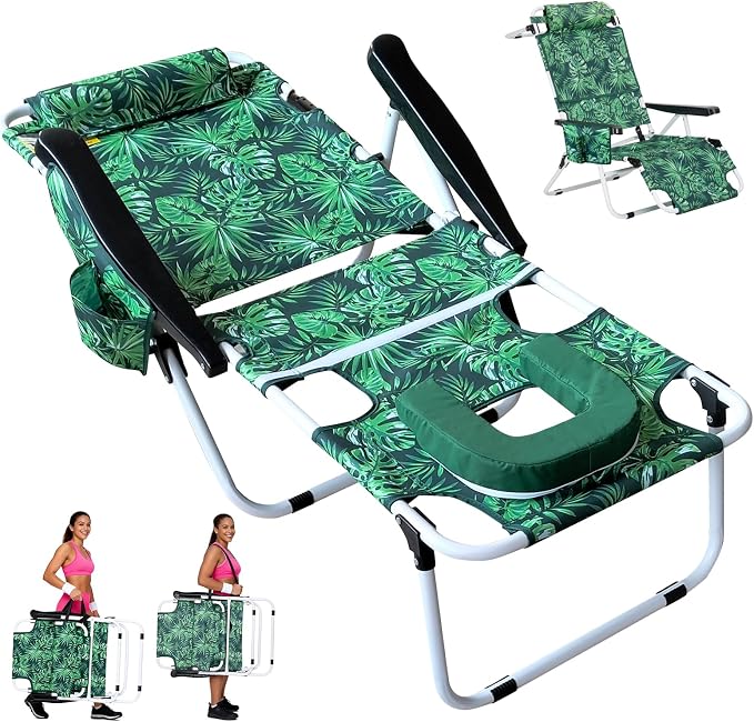 ABORON Tanning Chair with Face Hole, 5-Position Adjustable Reclining Beach by ABORON