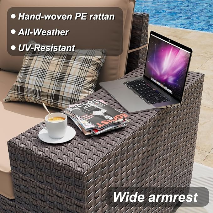 ALAULM 6 Pieces Patio Furniture Set, Oversized Seat/Armrest and High Back - Image 4