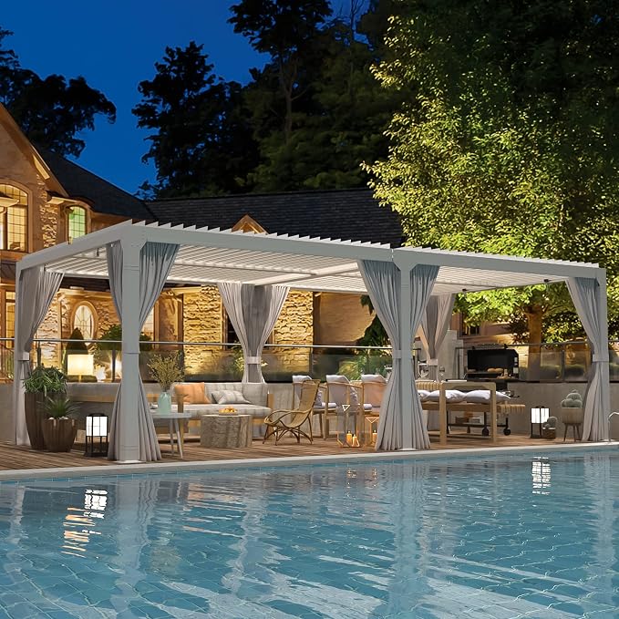 EROMMY Louvered Pergola 12' x 20' Outdoor Hard Top Pergola - Image 7