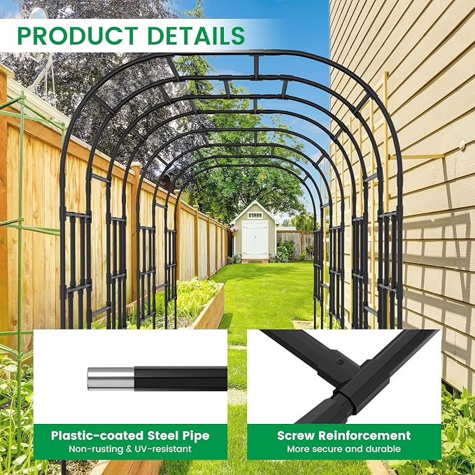 DoCred Garden Arch Trellis, 87in H x 118in L Large Garden Arch Arbor Trellis - Image 5